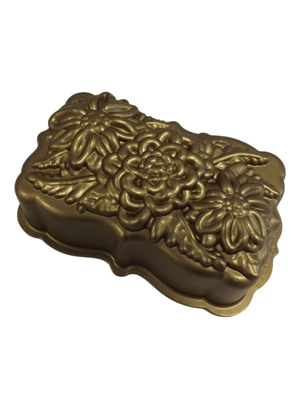 Nordic Ware Gold Floral Loaf Pan Nonstick Aluminum 9"x5" Rectangular Decorative
